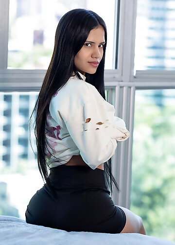Beautiful Latin girl with long black hair