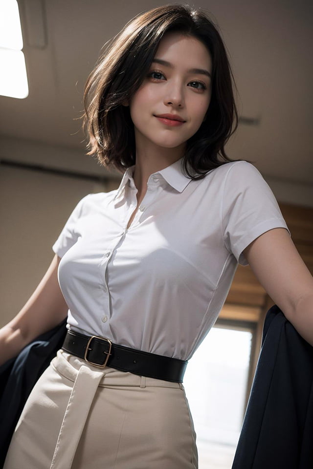ai generated pretty woman in tight office dress non-nude